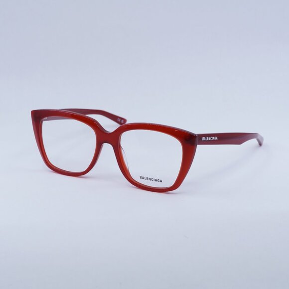 Balenciaga BB0062O 004 Eyeglasses 53mm Shiny Red Cat Eye Frame - Picture 1 of 11